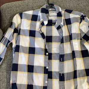 Express blue/white/yellow slim soft wash shirt